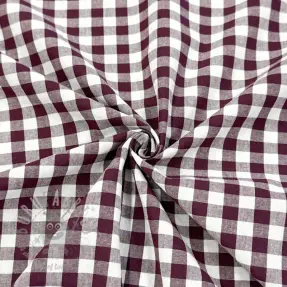 Katoenen stof Check aubergine