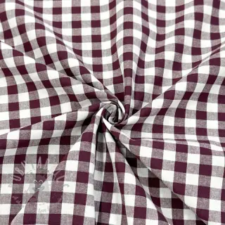 Katoenen stof Check aubergine