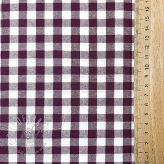 Katoenen stof Check aubergine