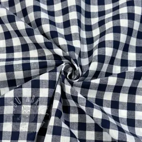Katoenen stof Check navy