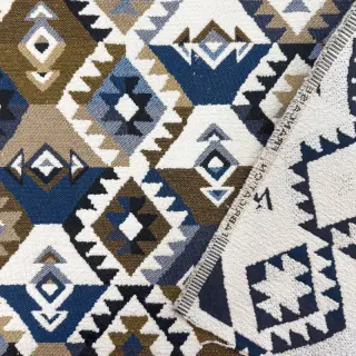 Dekoračná látka jacquard Kilim cobalt havane