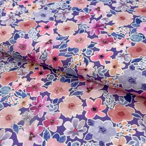 Katoenen stof Significant flowers purple digital print