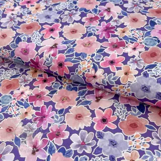 Katoenen stof Significant flowers purple digital print