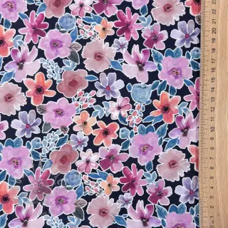 Katoenen stof Significant flowers navy digital print