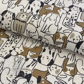 Decoratiestof Linenlook Dogs natural