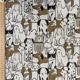 Decoratiestof Linenlook Dogs natural