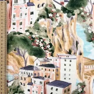 Decoratiestof Houses ecru digital print