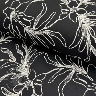 Katoenen stof EMBROIDERY GABARDINE Luana black