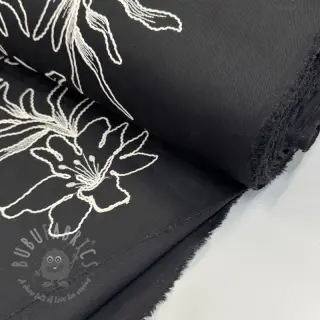Katoenen stof EMBROIDERY GABARDINE Luana black