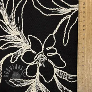 Katoenen stof EMBROIDERY GABARDINE Luana black