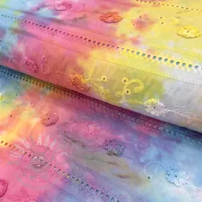 Katoenen stof EMBROIDERY Tie dye Della design B