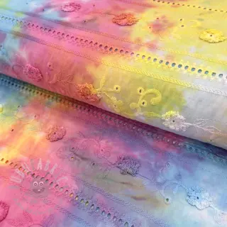 Katoenen stof EMBROIDERY Tie dye Della design B