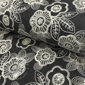 Katoenen stof JEANS EMBROIDERY Niva design C