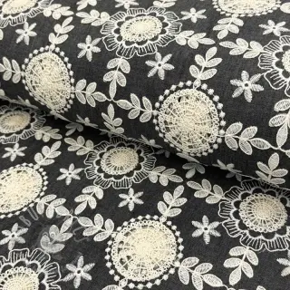 Katoenen stof JEANS EMBROIDERY Niva design D