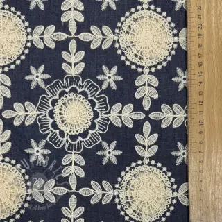 Katoenen stof JEANS EMBROIDERY Niva design B