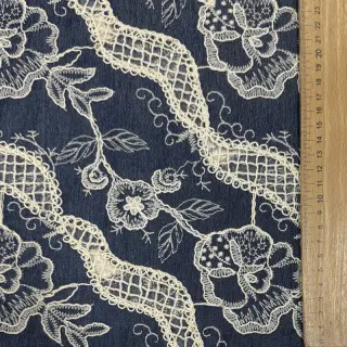 Bavlnená látka JEANS EMBROIDERY Flora design A