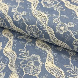 Katoenen stof JEANS EMBROIDERY Flora design B