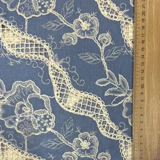 Katoenen stof JEANS EMBROIDERY Flora design B