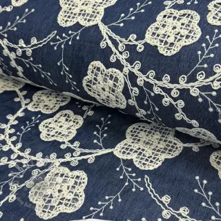 Katoenen stof JEANS EMBROIDERY Flora design C