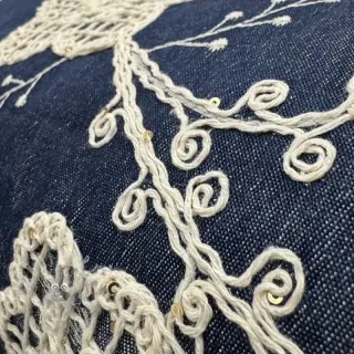 Katoenen stof JEANS EMBROIDERY Flora design C