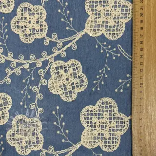 Katoenen stof JEANS EMBROIDERY Flora design D