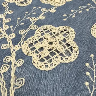 Katoenen stof JEANS EMBROIDERY Flora design D