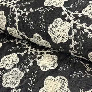 Katoenen stof JEANS EMBROIDERY Flora design F