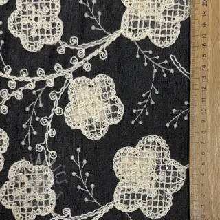 Katoenen stof JEANS EMBROIDERY Flora design F