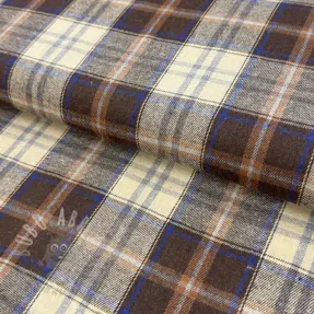 Katoenen stof YARN DYED CHECK BRUSHED brown